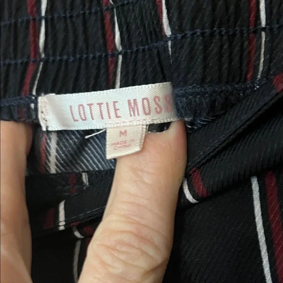 Lottie Moss Elegant Black with Red and White Striped Wide Leg women’s Pants MP - Picture 2 of 7